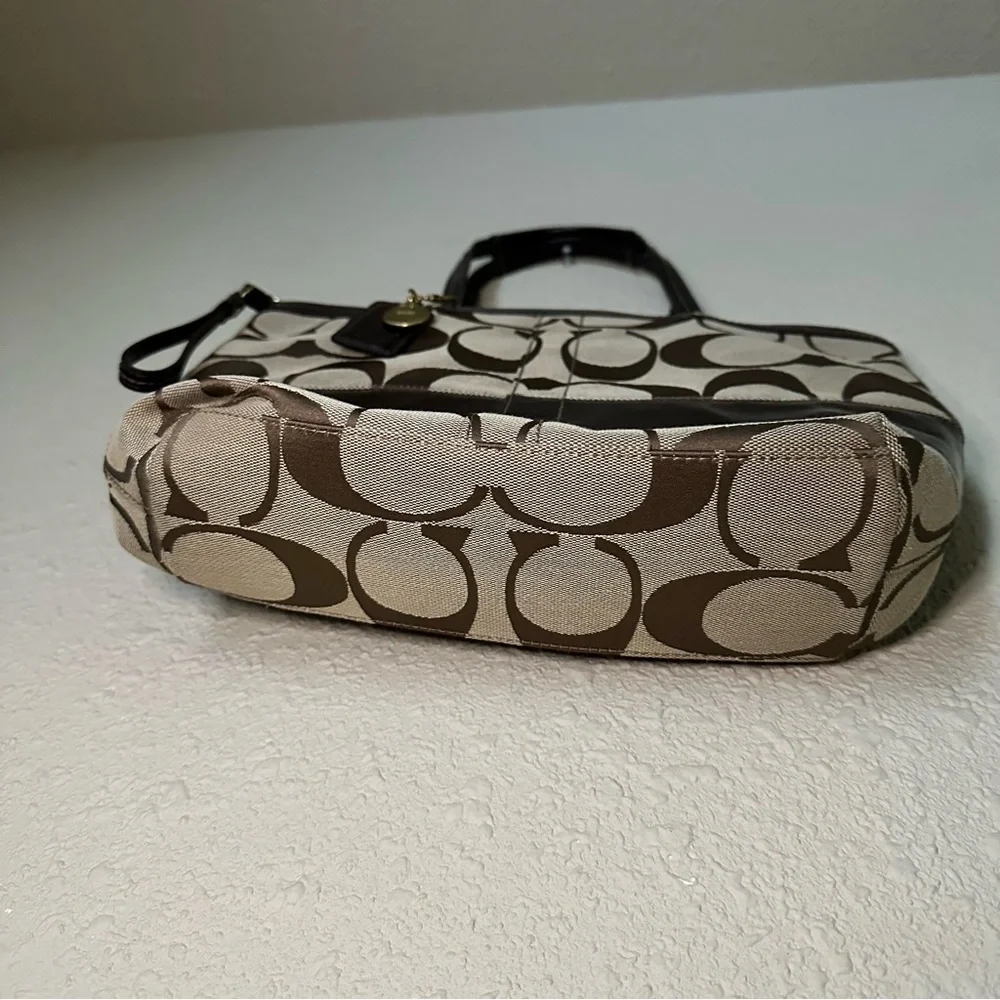 Coach Signature Canvas & Leather Brown Tote Handbag - Picture 12 of 13